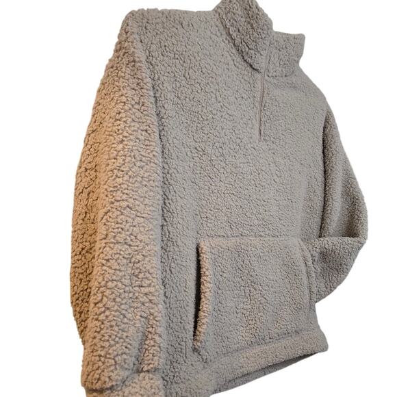 American Eagle Sherpa Fleece Quarter Zip Pullover Beige (Tag S, Fits M/L) - Picture 3 of 10